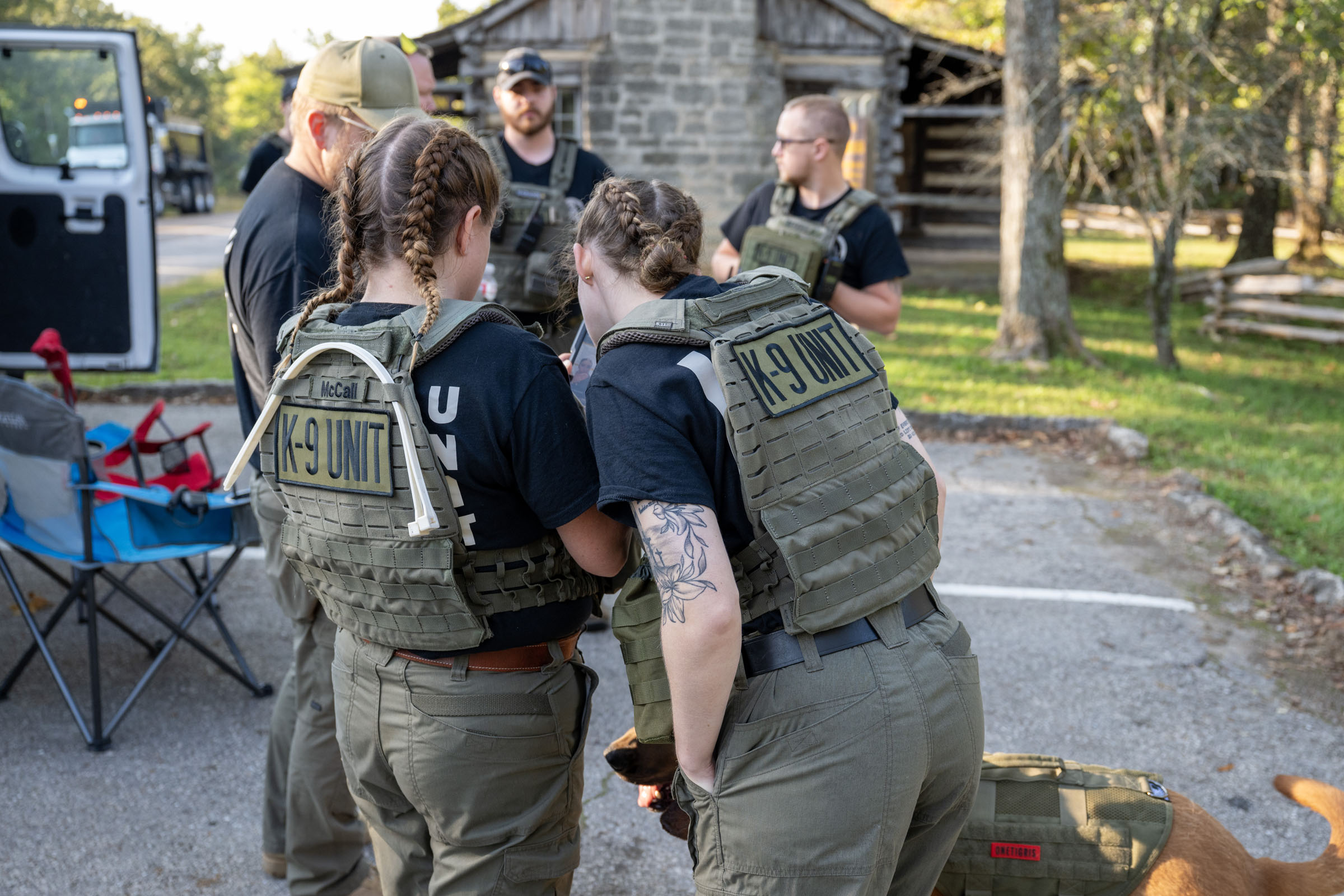 Team members huddle up before tracking event