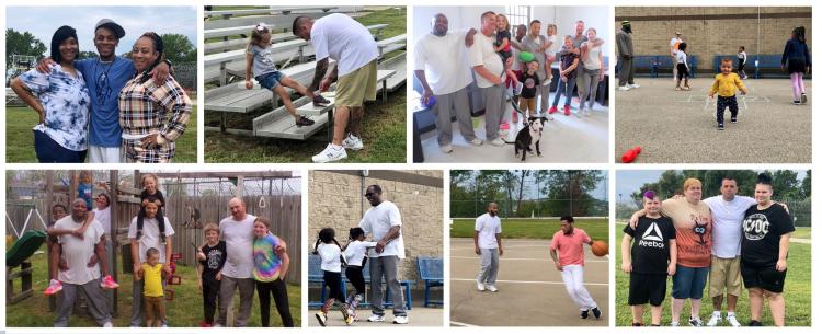 collage of photos showing dads with kids