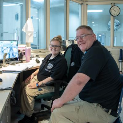 Chillicothe Correctional Center staff members in the control center