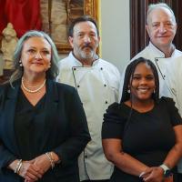 Shari Childs, mansion executive director, and Chloe Hill, Algoa Correctional Center case manager, with hospitality program participants