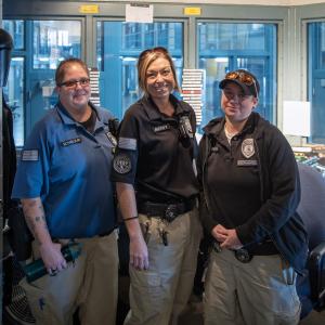 Officers in housing unit control center at Jefferson Correctional Center